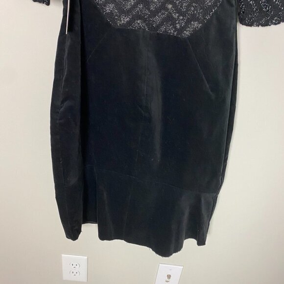 L'Agence Black Chevron Metallic Velvet Sheath Dress Wool Blend Womens 8 - Picture 10 of 12